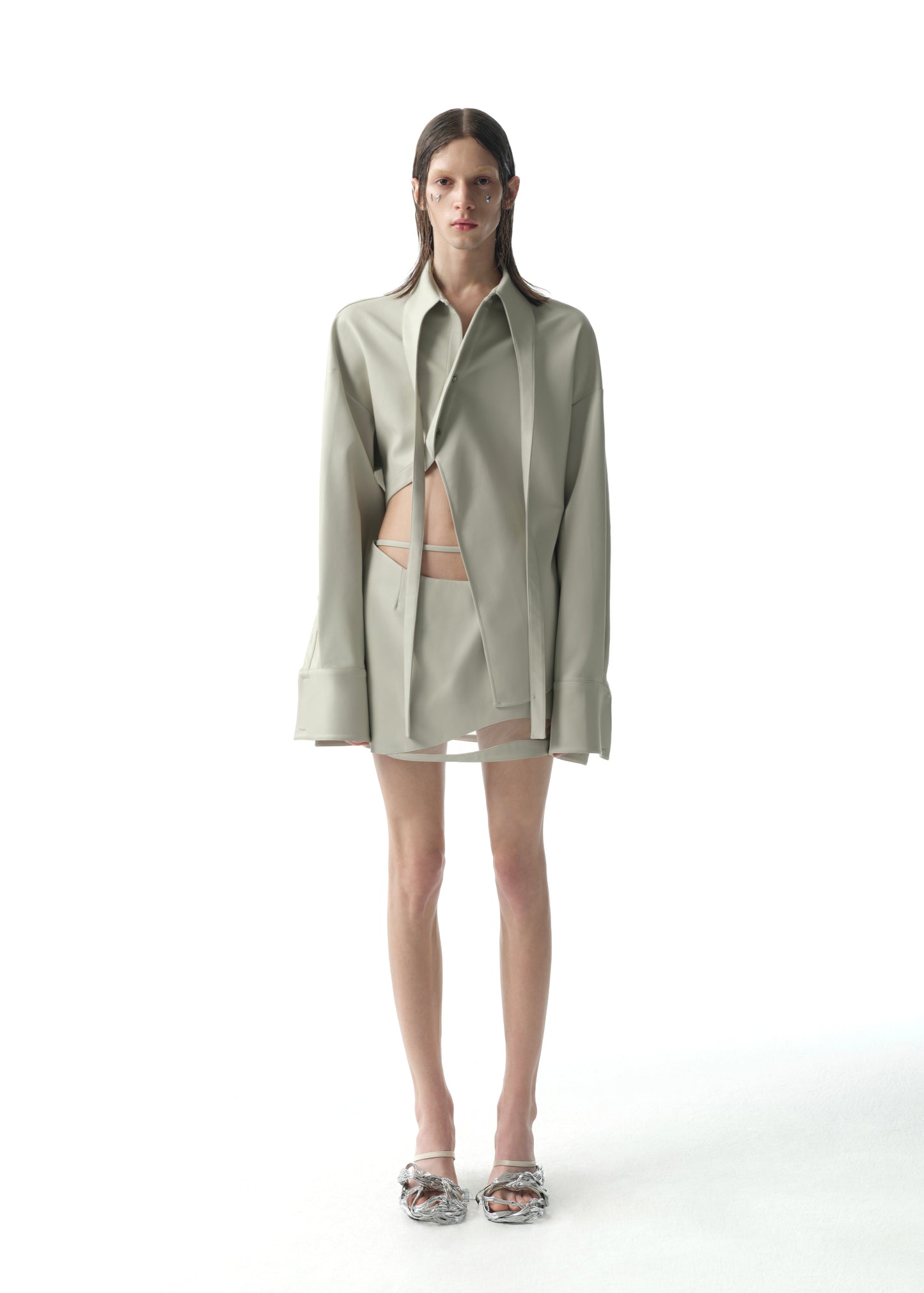 Patent Leather Asymmetrical Shirt