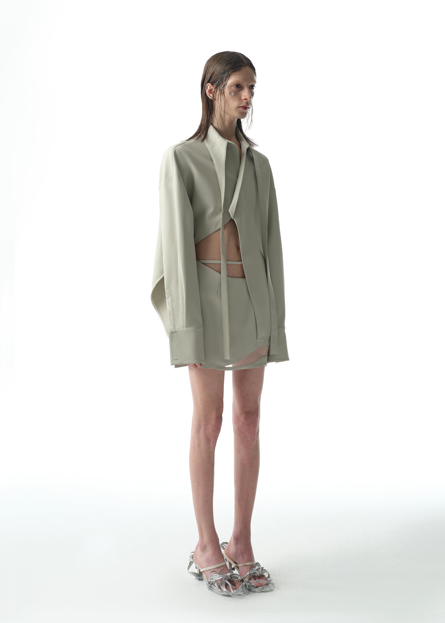 Patent Leather Asymmetrical Shirt