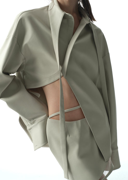 Patent Leather Asymmetrical Shirt